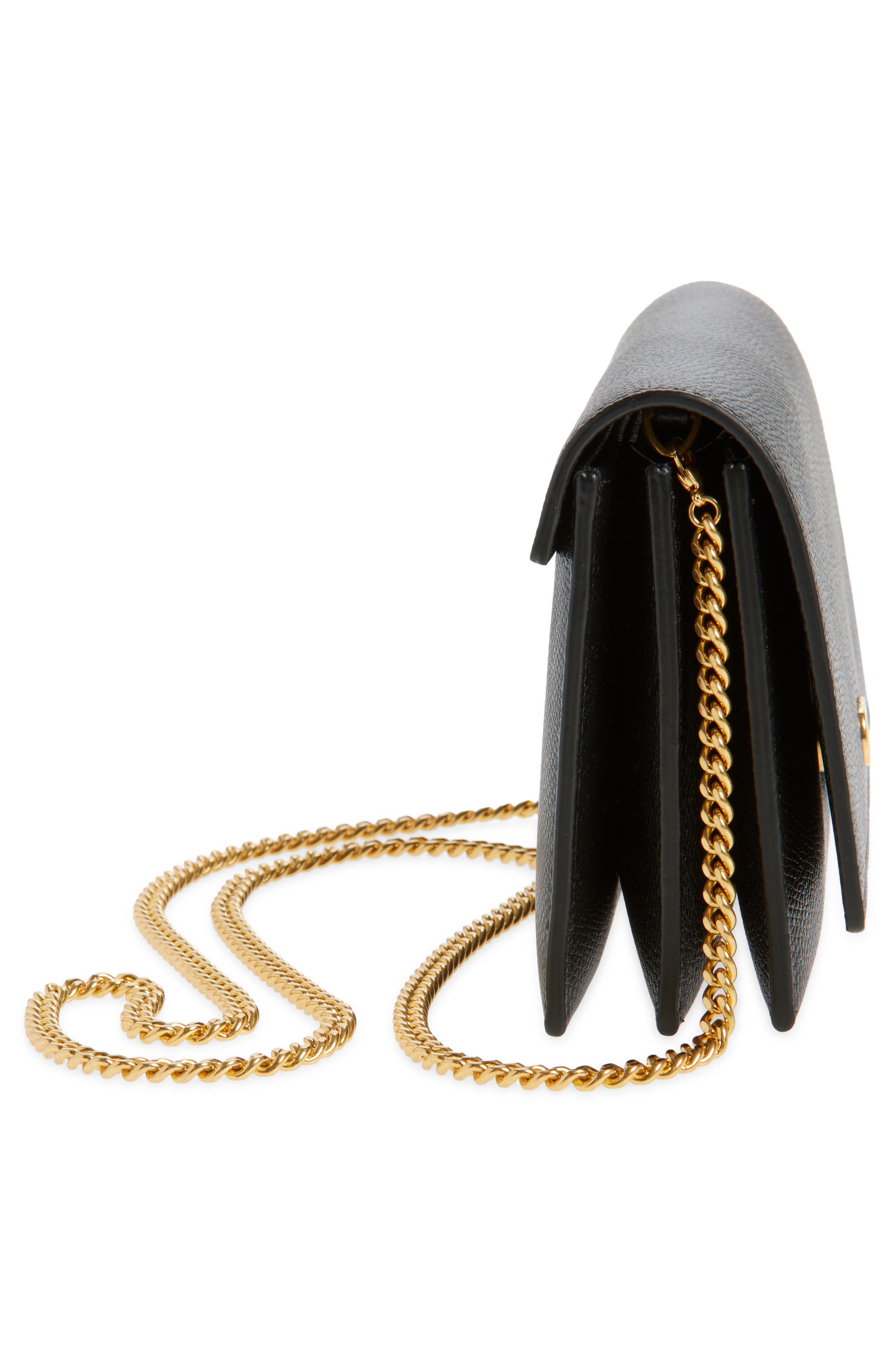 VLOGO Signature Leather Wallet on a Chain, Alternate, color, NERO