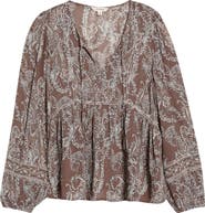 Lucky Brand Paisley Peasant Top
