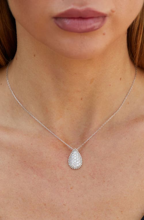 Savvy Cie Jewels Pavé Cubic Zirconia Teardrop Pendant Necklace In Metallic