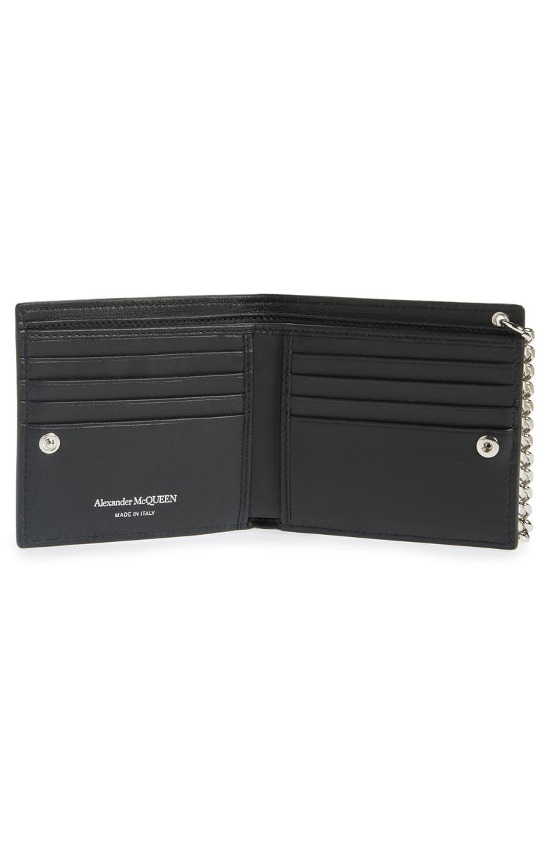 McQueen Studded Leather Bifold Chain Wallet, Alternate, color, 