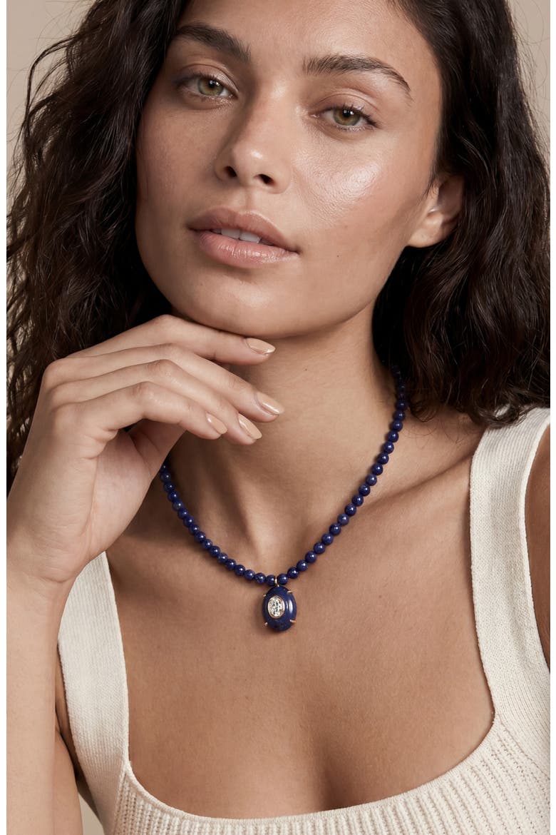 Beaded Pendant Necklace, Alternate, color, LAPIS