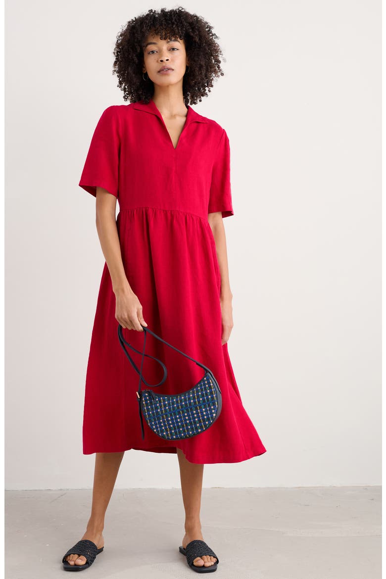 Fen Violet Linen Midi Shirtdress, Alternate, color, SCARLET