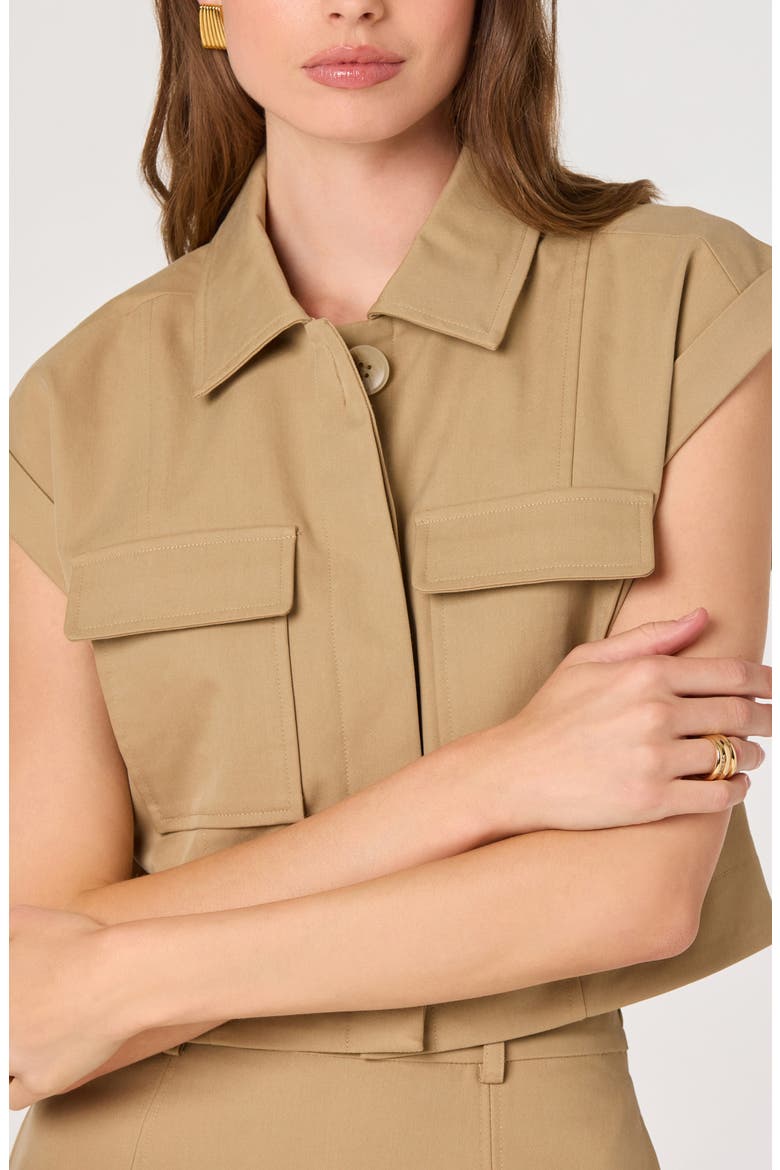 Cairn Placket Button-Up Crop Top, Alternate, color, KHAKI