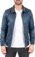 Maceoo Ladder Print Leather Jacket