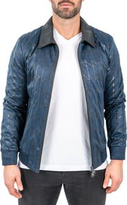 Maceoo Ladder Print Leather Jacket