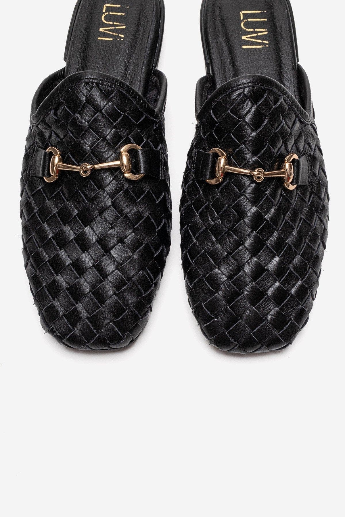 Forever & Always Shoes Senia Leather Woven Mule, Alternate, color, Black