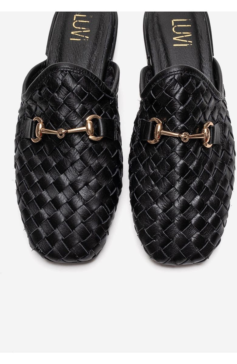 Forever & Always Shoes Senia Leather Woven Mule, Alternate, color, Black