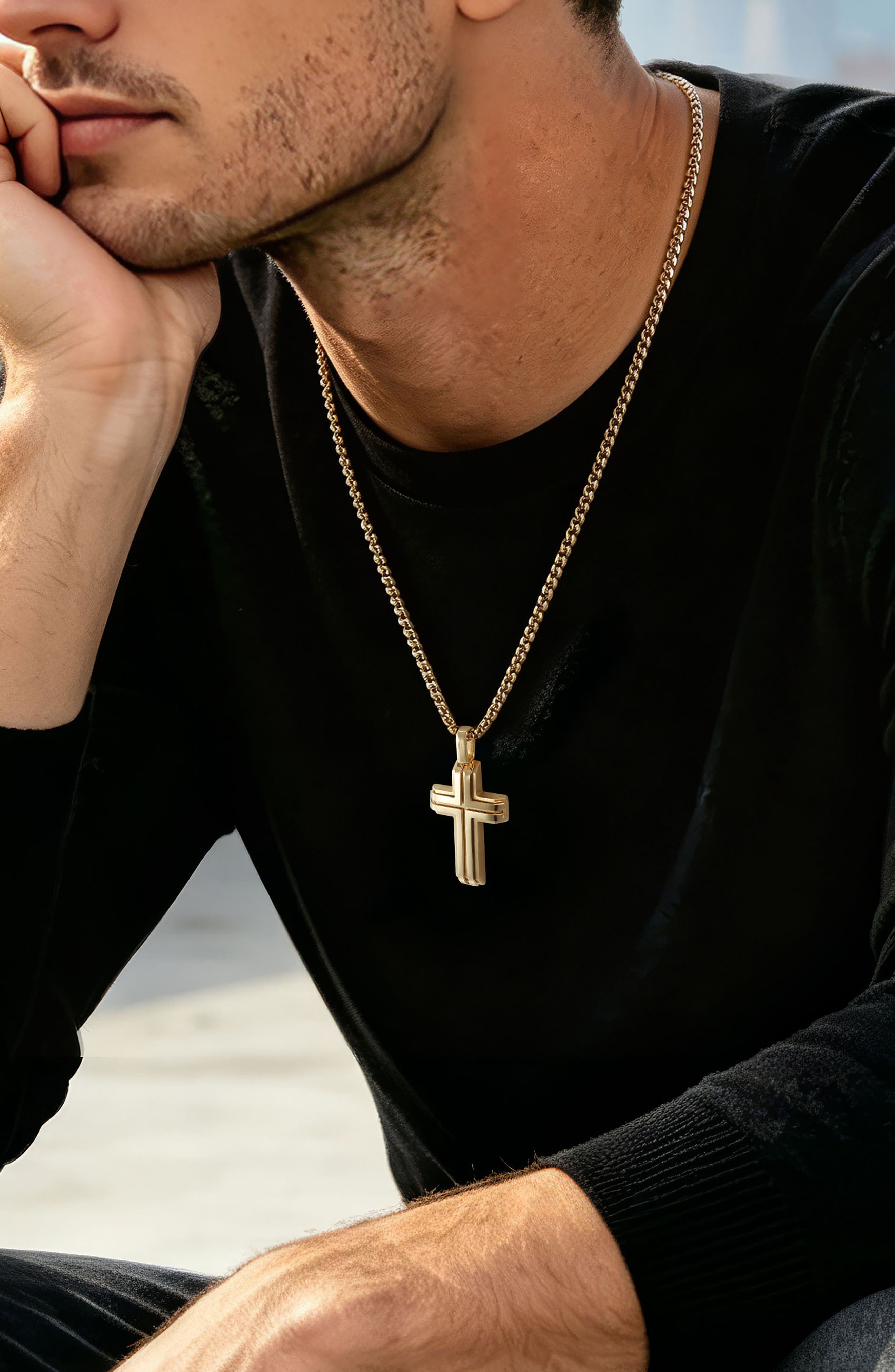 EDFORCE Men's Inlay Cross Pendant Necklace (Women) | Nordstromrack
