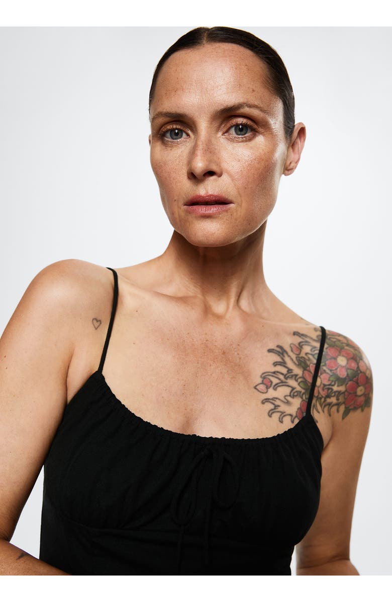 MANGO Tie Front Sleeveless Midi Dress, Alternate, color, 