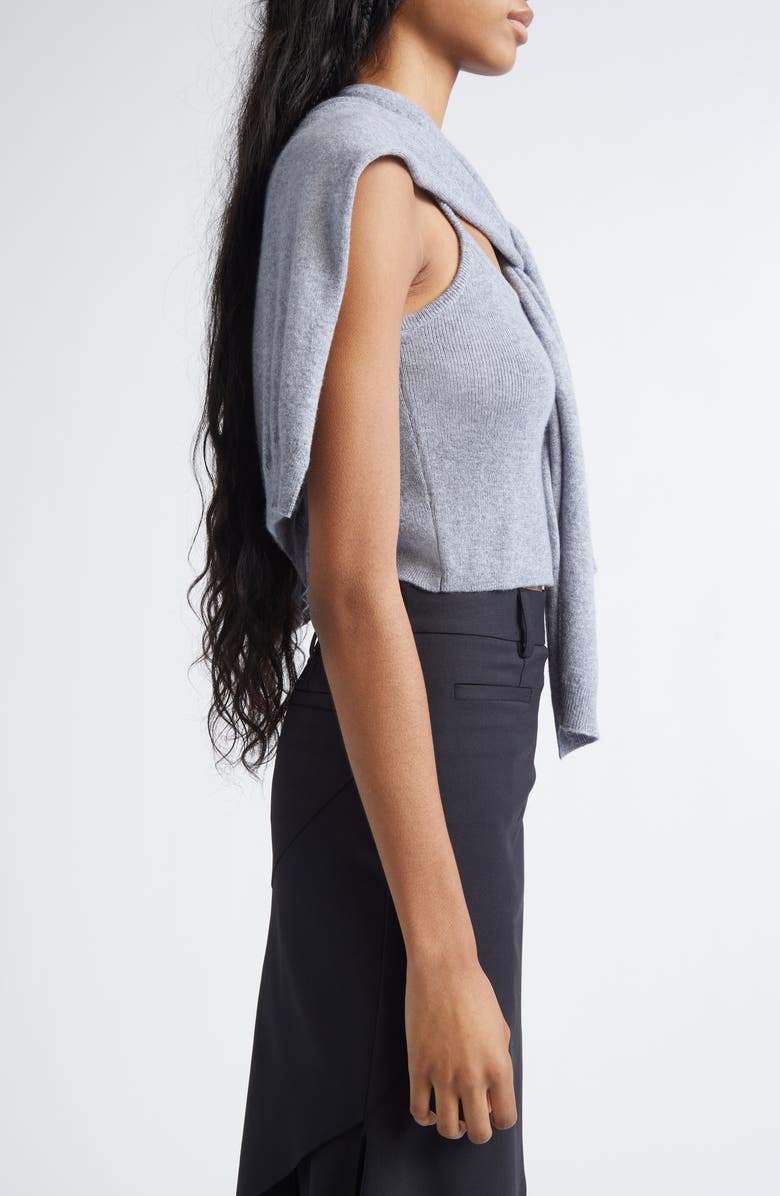 MONSE Tie Scarf Cashmere Camisole Sweater, Alternate, color, Grey