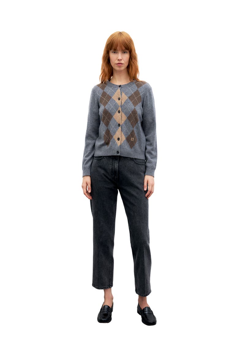 Rely Argyle Button Front Cardigan, Alternate, color, Heather Grey