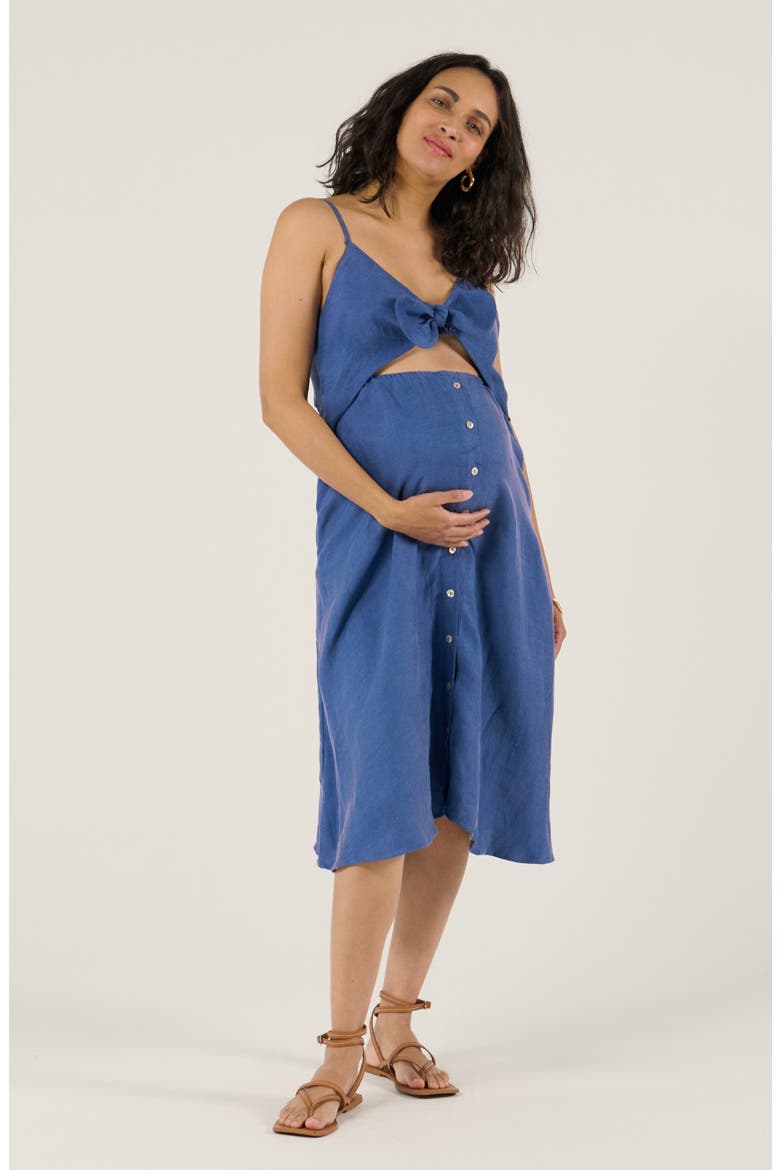 Maternity and Nursing Knot Dress Nolwenn, Main, color, Blue