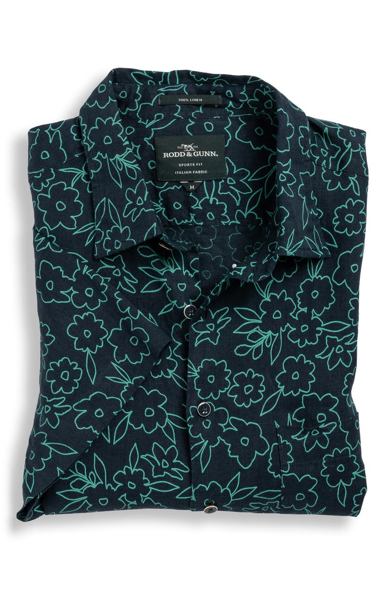 Rodd & Gunn Barrytown Sports Fit Floral Short Sleeve Linen Button-Up Shirt, Alternate, color, 