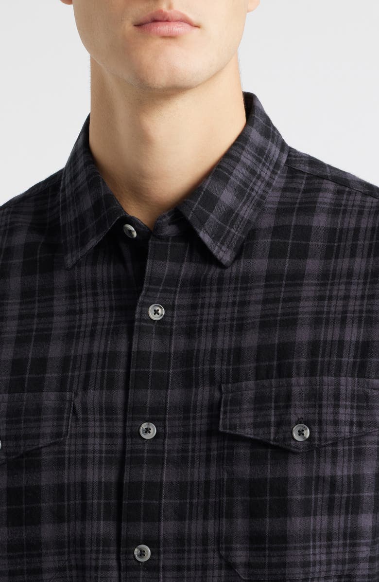 James Campbell Ysabel Trim Fit Plaid Cotton Button-Up Shirt, Alternate, color, Black