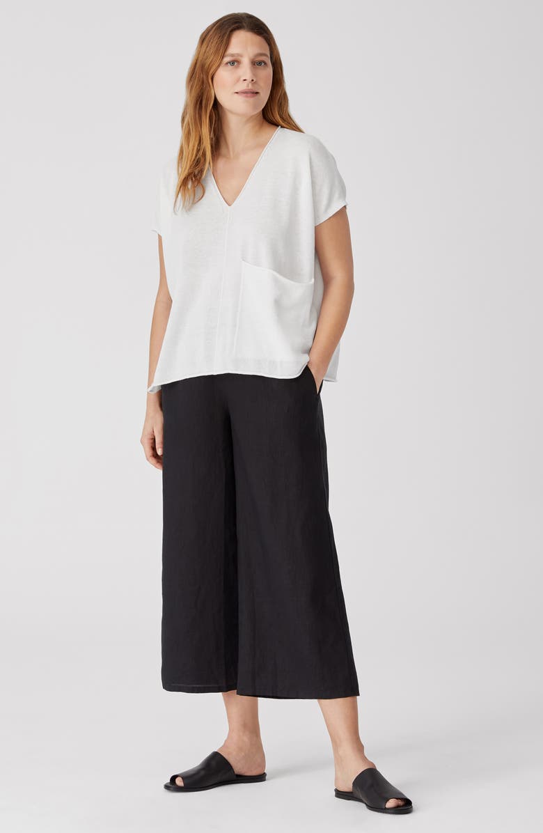 Eileen Fisher Short Sleeve Organic Linen & Cotton Boxy Sweater, Alternate, color, 