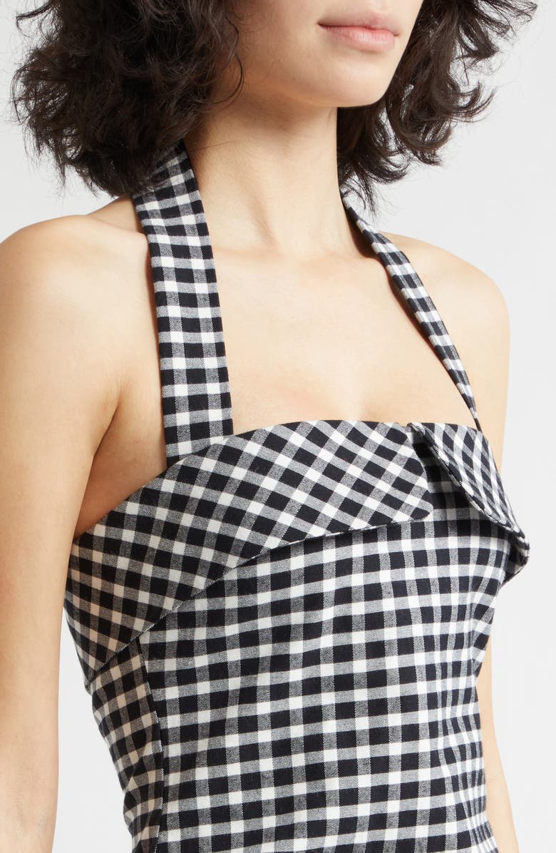 POSSE Chiara Gingham Halter Neck Pencil Dress, Alternate, color, Black/ White