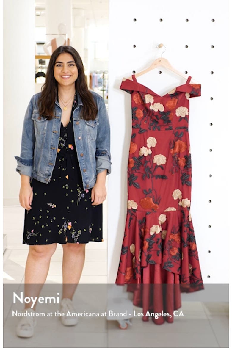Osia Floral Embroidered Off the Shoulder Mermaid Dress video