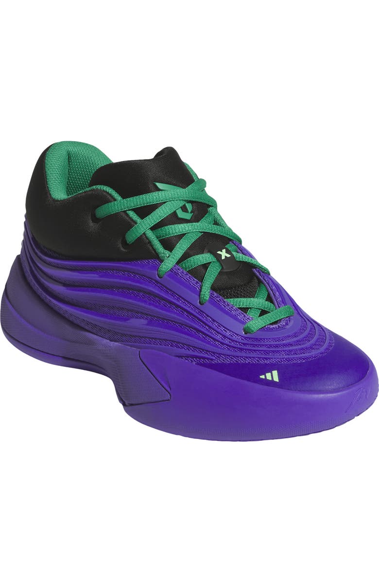 adidas Kids' Dame X Basketball Shoe, Main, color, Purple Rush/Black/Court Green
