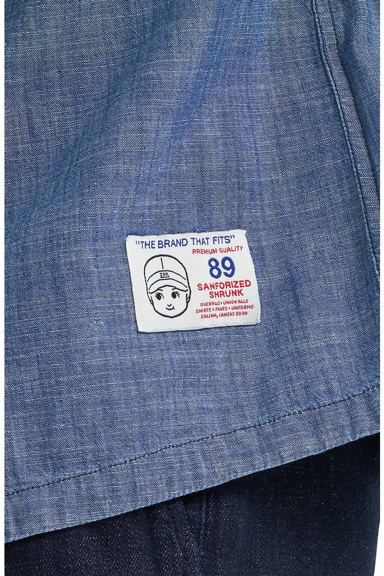 Chambray Button-Up Baseball Shirt, Alternate, color, LIGHT WASH CHAMBRAY