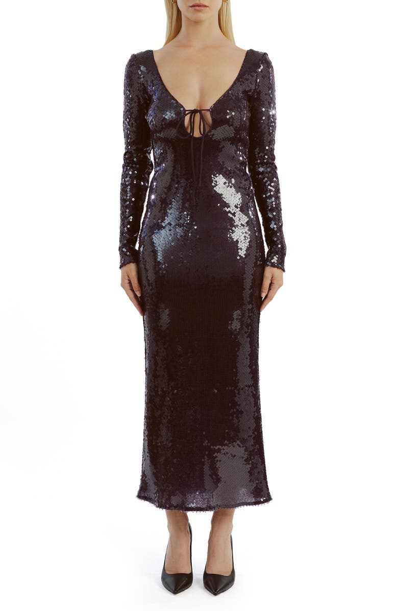 Bardot Verona Sequin Long Sleeve Maxi Dress, Main, color,
