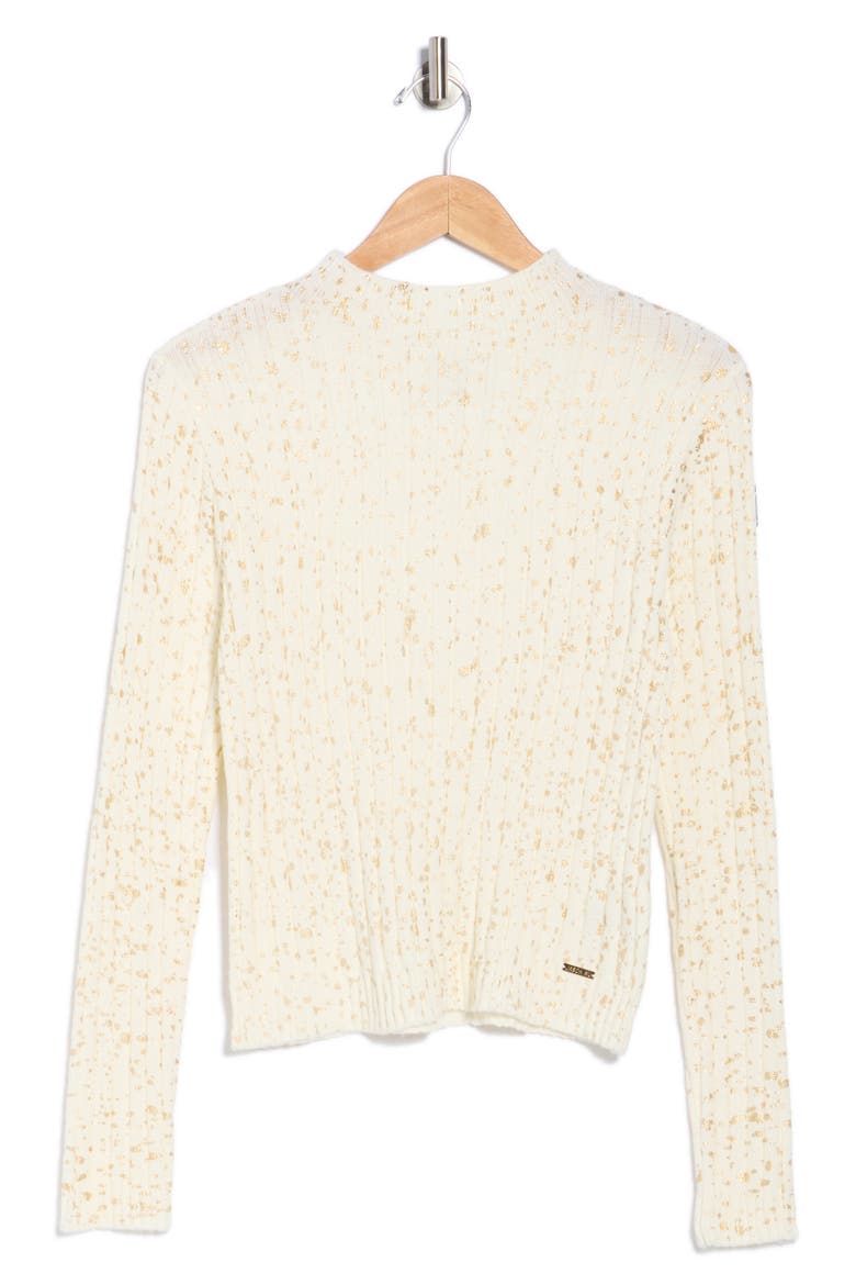 Metallic Dot Funnel Neck Sweater, Alternate, color, EGRET IVORY/ GOLD