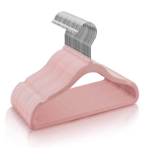 50 Piece Kids Non-Slip Velvet Cloths Hangers with Notched Shoulders