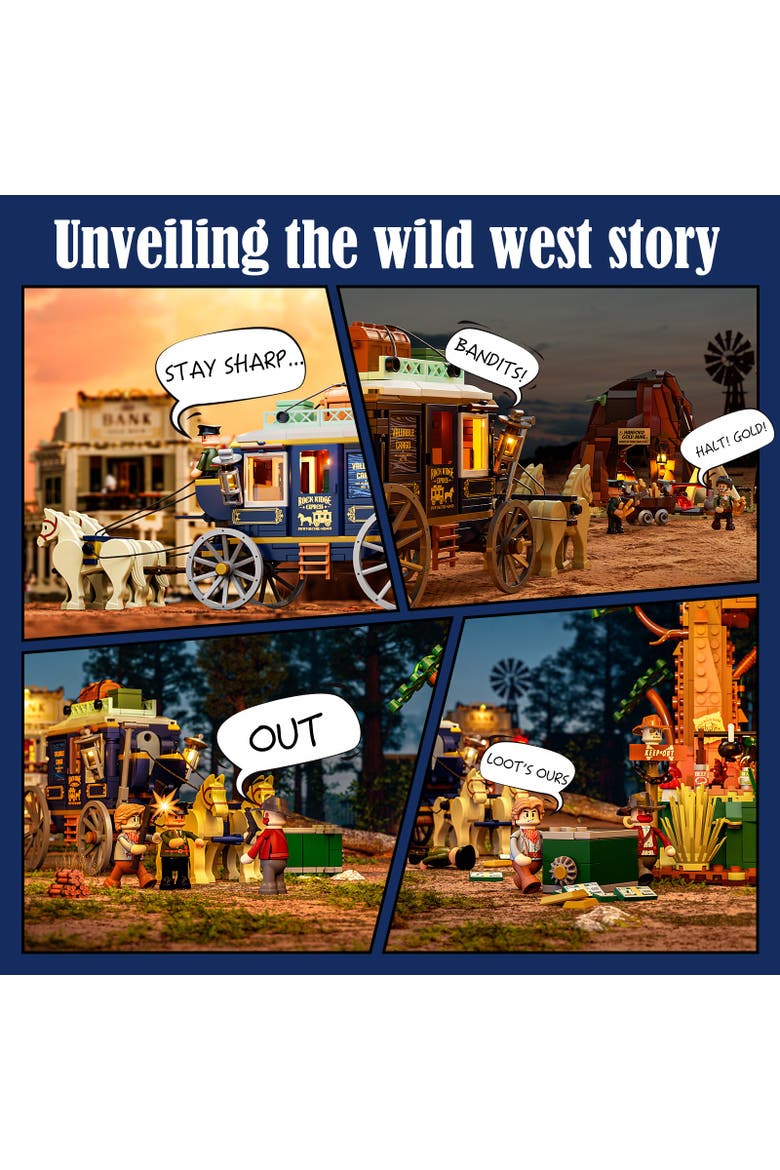 Western Treasure Stagecoach Lighting Building Set Model OW307S, Alternate, color, Multicolor