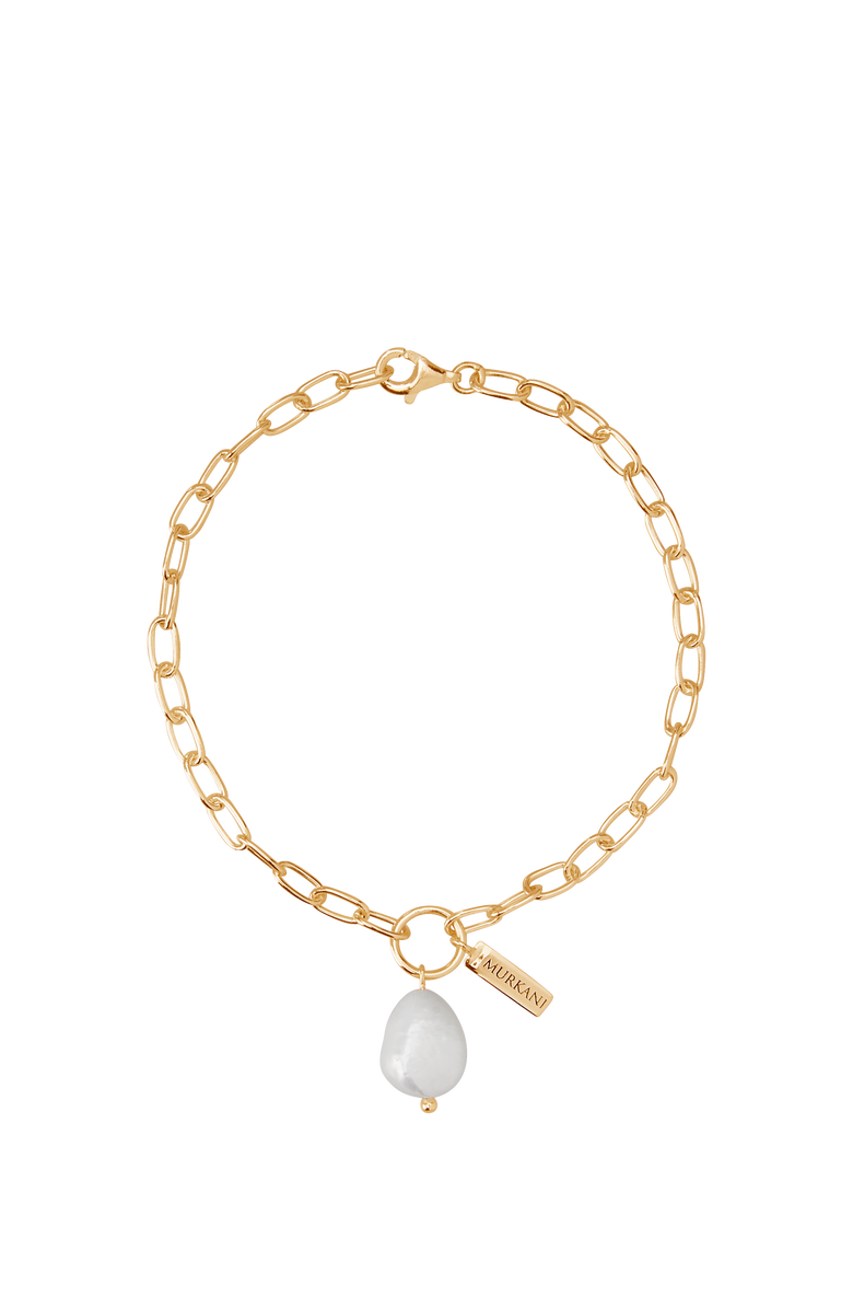Murkani Aphrodite Goddess Pearl Drop Bracelet Small, Main, color, Yellow Gold
