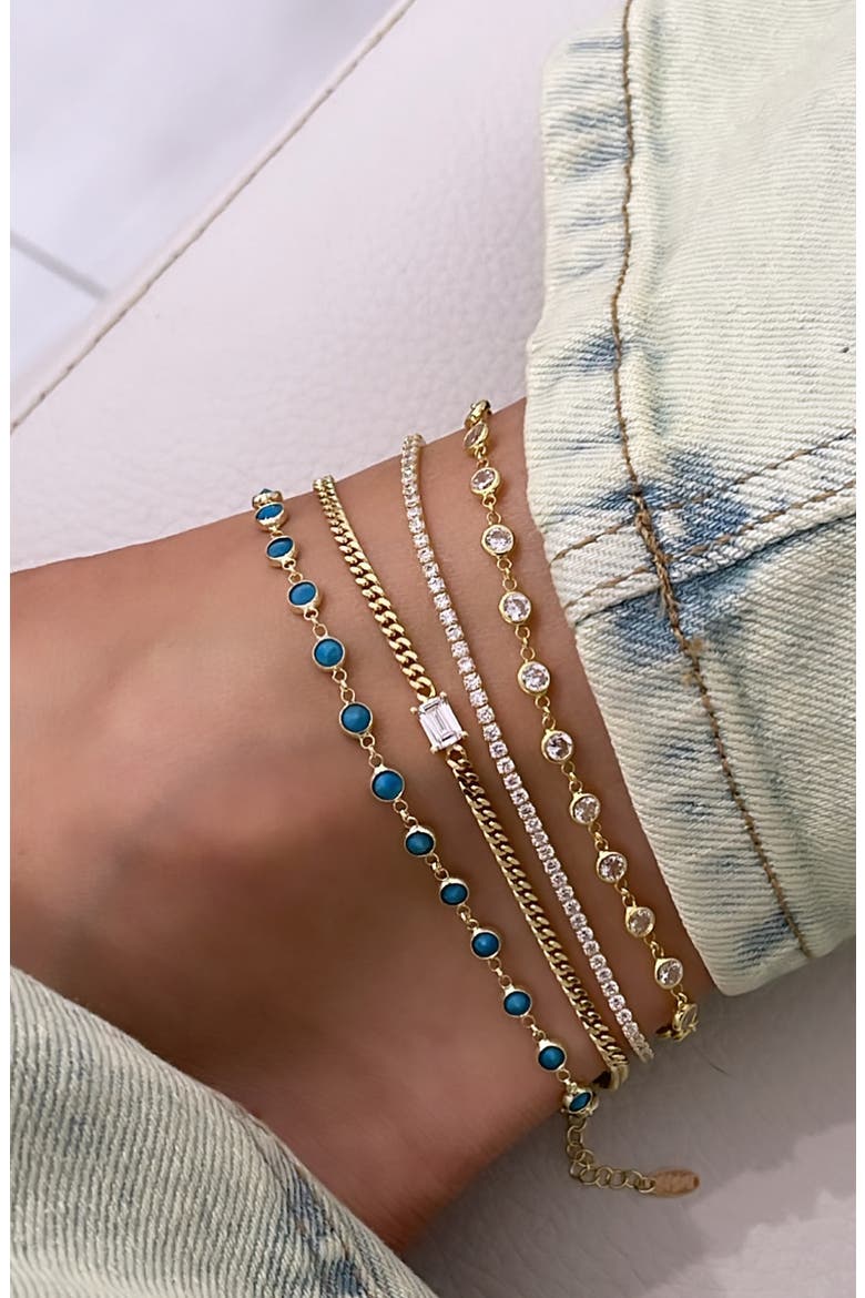 Cubic Zirconia Tennis Anklet, Alternate, color, GOLD/ WHITE
