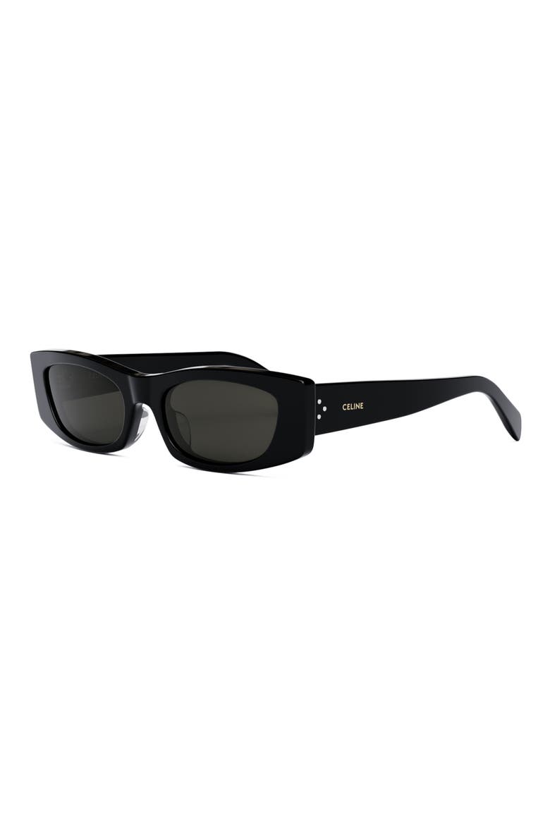 Bold 3 Dots 55mm Rectangular Sunglasses, Alternate, color, SHINY BLACK / SMOKE
