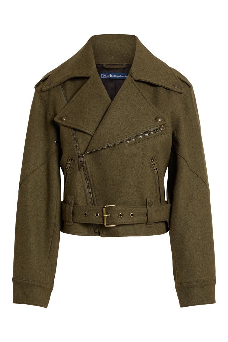 Wool Moto Jacket, Main, color, LIGHT LODEN MELANGE