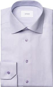 Eton Contemporary Fit Light Purple Textured Cotton Dress Shirt