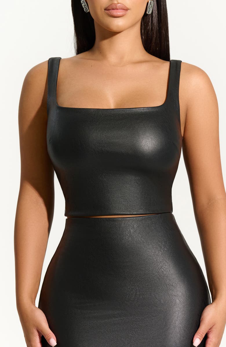 Naked Wardrobe Zip It Faux Leather Crop Top, Alternate, color, 