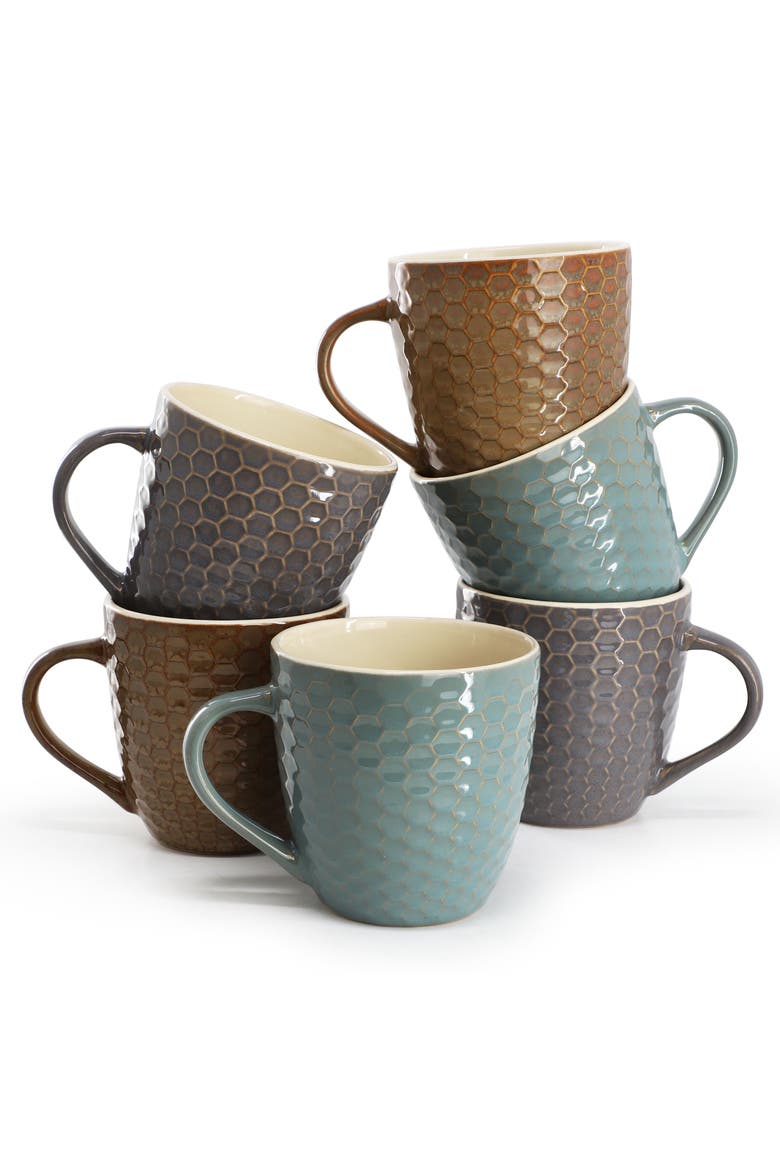 Honeysuckle 6-Piece 15 oz. Mug Set, Main, color, Beige