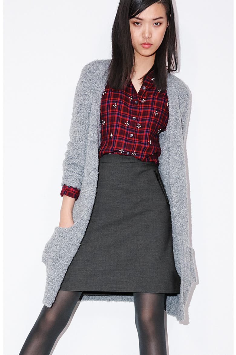 Embellished Plaid Shirt, Alternate, color, NAVY- GREY PLAID