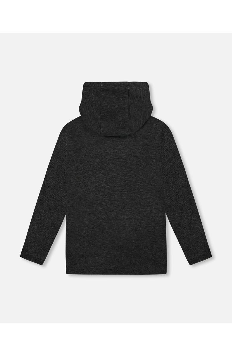 Deux par Deux Long Sleeve Super Soft Brushed Jersey Hooded Sweatshirt, Alternate, color, Black
