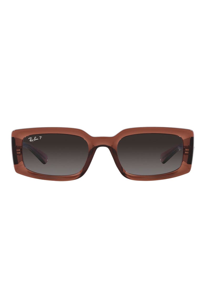 Kiliane 54mm Gradient Polarized Rectangular Sunglasses, Main, color, BROWN/ GREY