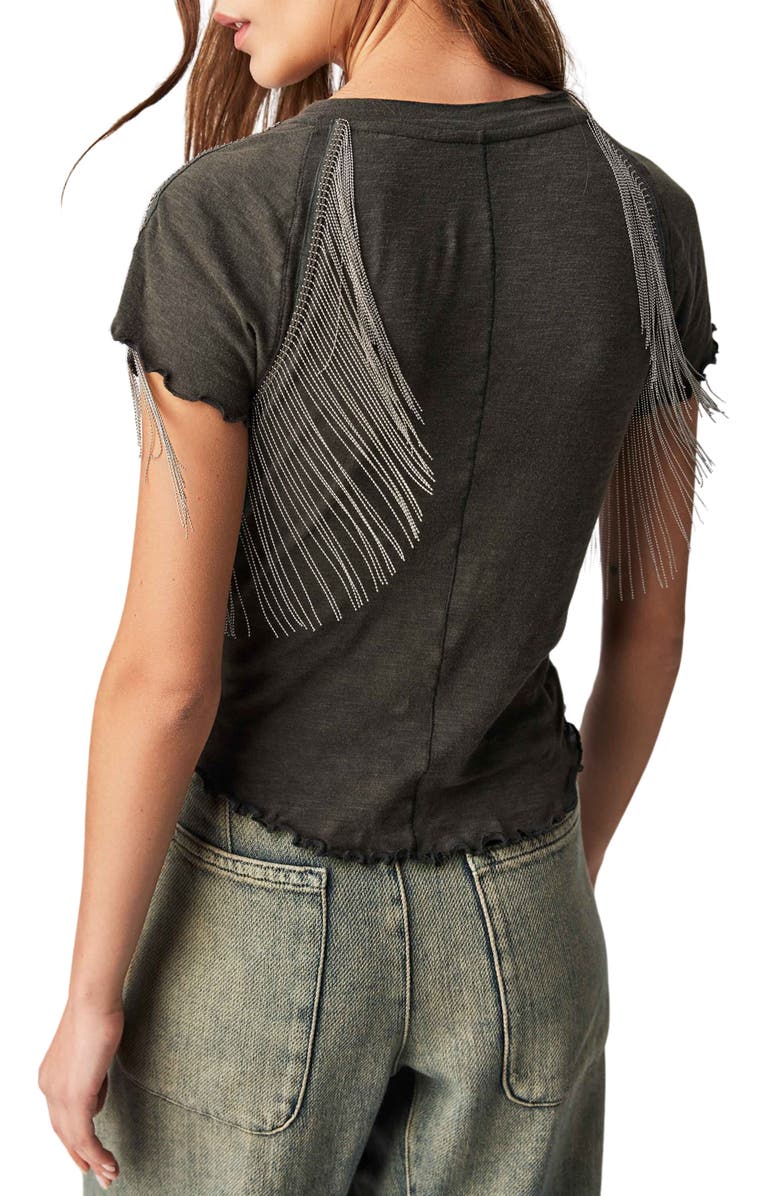 Free People Bang Bang Beaded Fringe T-Shirt, Alternate, color,