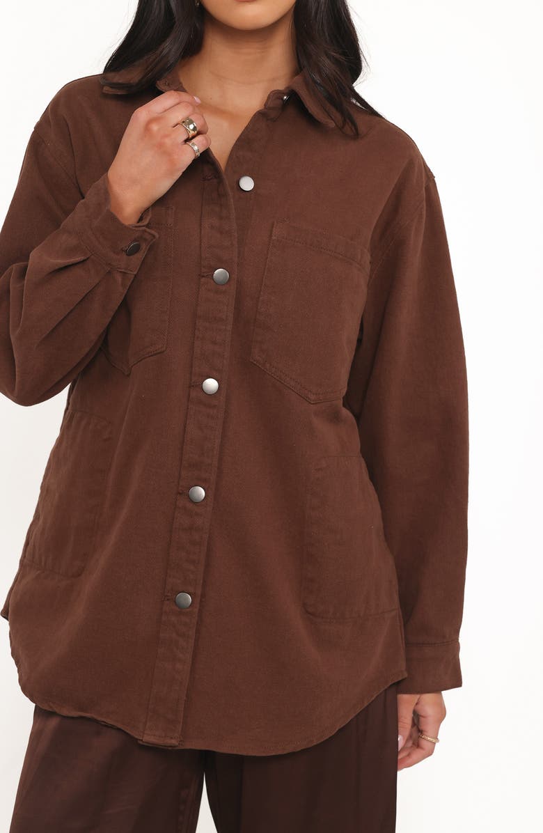 Petal & Pup Toto Denim Shacket, Alternate, color, Chocolate Brown