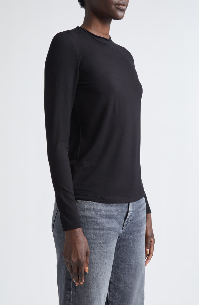 Lafayette 148 New York Long Sleeve T-Shirt, Alternate, color, Black