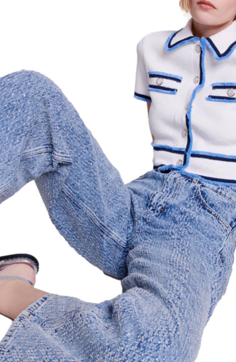 maje Rhinestone baggy jeans, Alternate, color,