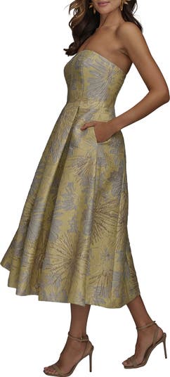 【Donna Karan New York】Strapless Jacquard Dress Donna Karan New York Women's Strapless Jacquard Midi Dress