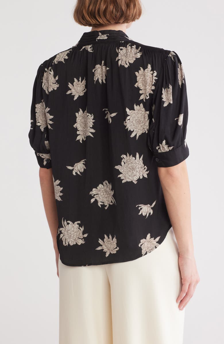 T Tahari Short Sleeve Airflow Blouse, Alternate, color, Black Peony Print