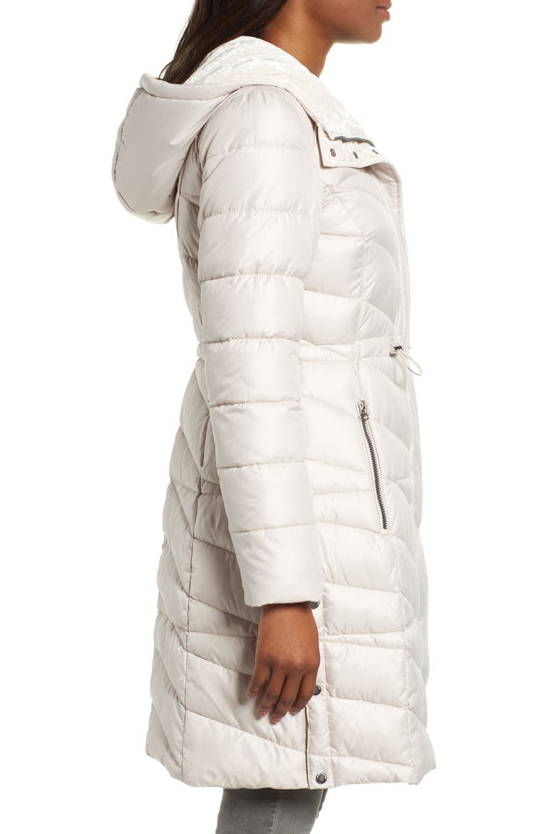 Velvet Trim Quilted Coat, Alternate, color, PUTTY