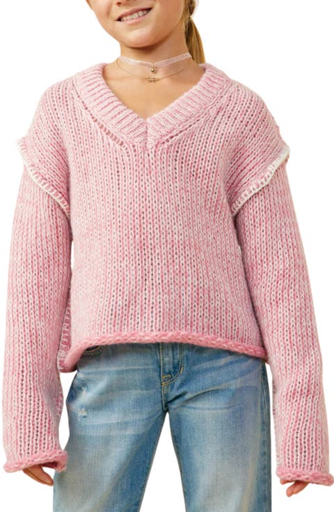 Kids' Sequin V-Neck Sweater