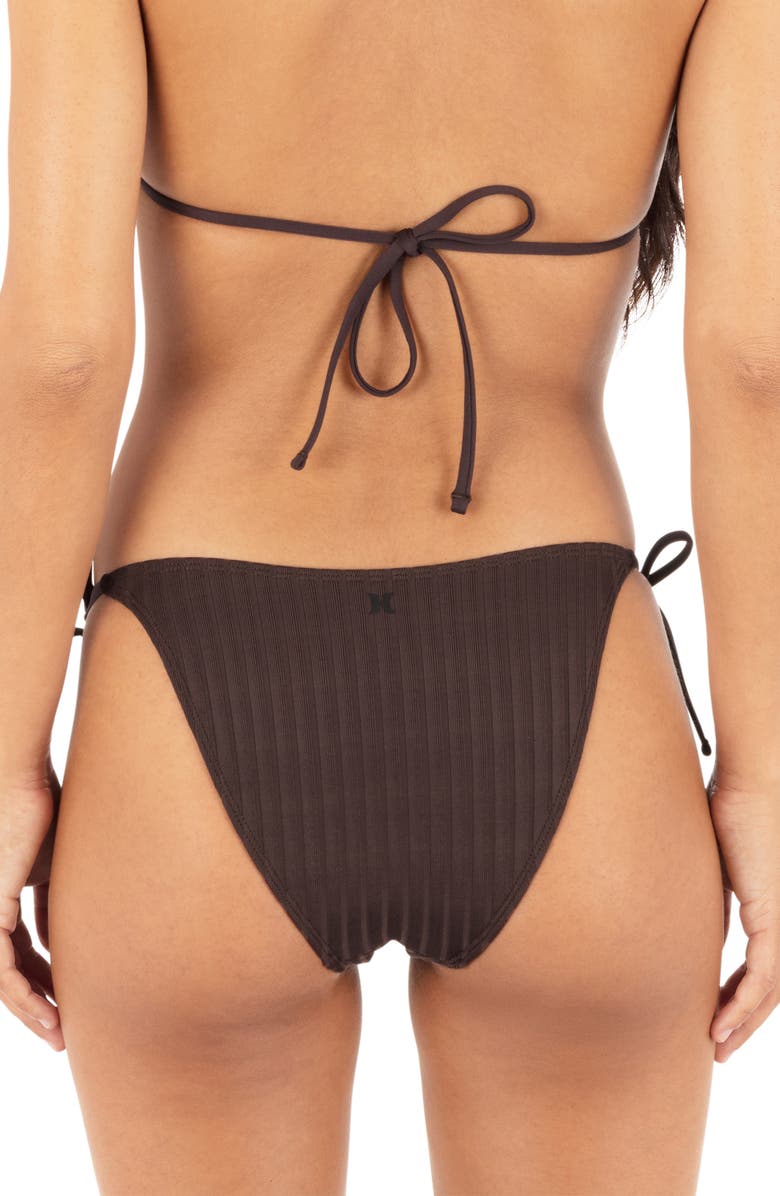 Hurley Rib Side Tie Bikini Bottoms, Alternate, color, Mole