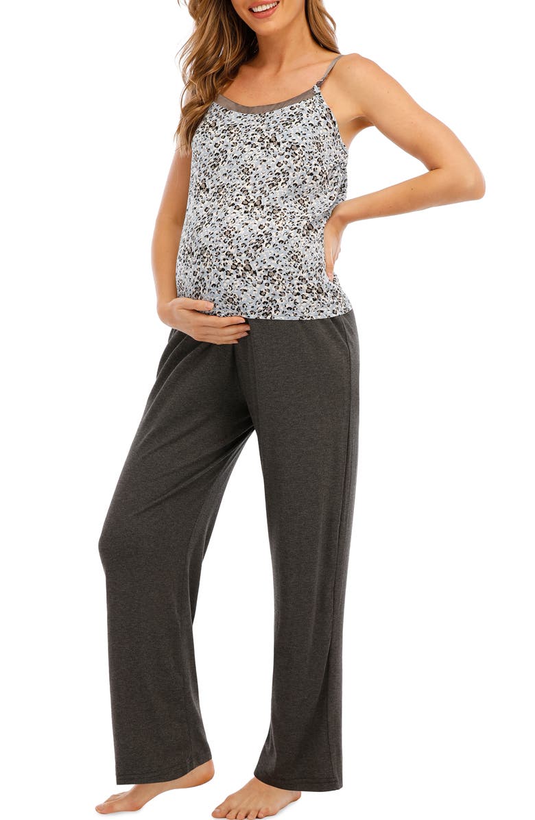 Savi Mom Maternity/Nursing Robe, Tank & Lounge Pants Set, Alternate, color,