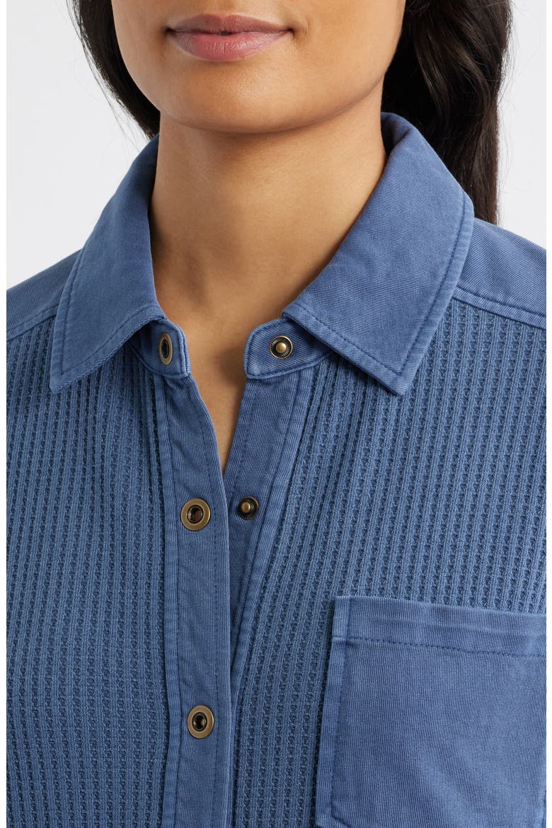 Camden Thermal Mixed Media Snap-Up Shirt, Alternate, color, BLUE