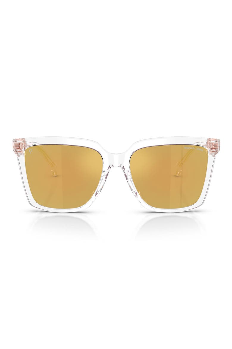 Menaggio 55mm Polarized Square Sunglasses, Main, color, CRYSTAL / ROSE GOLD POLAR