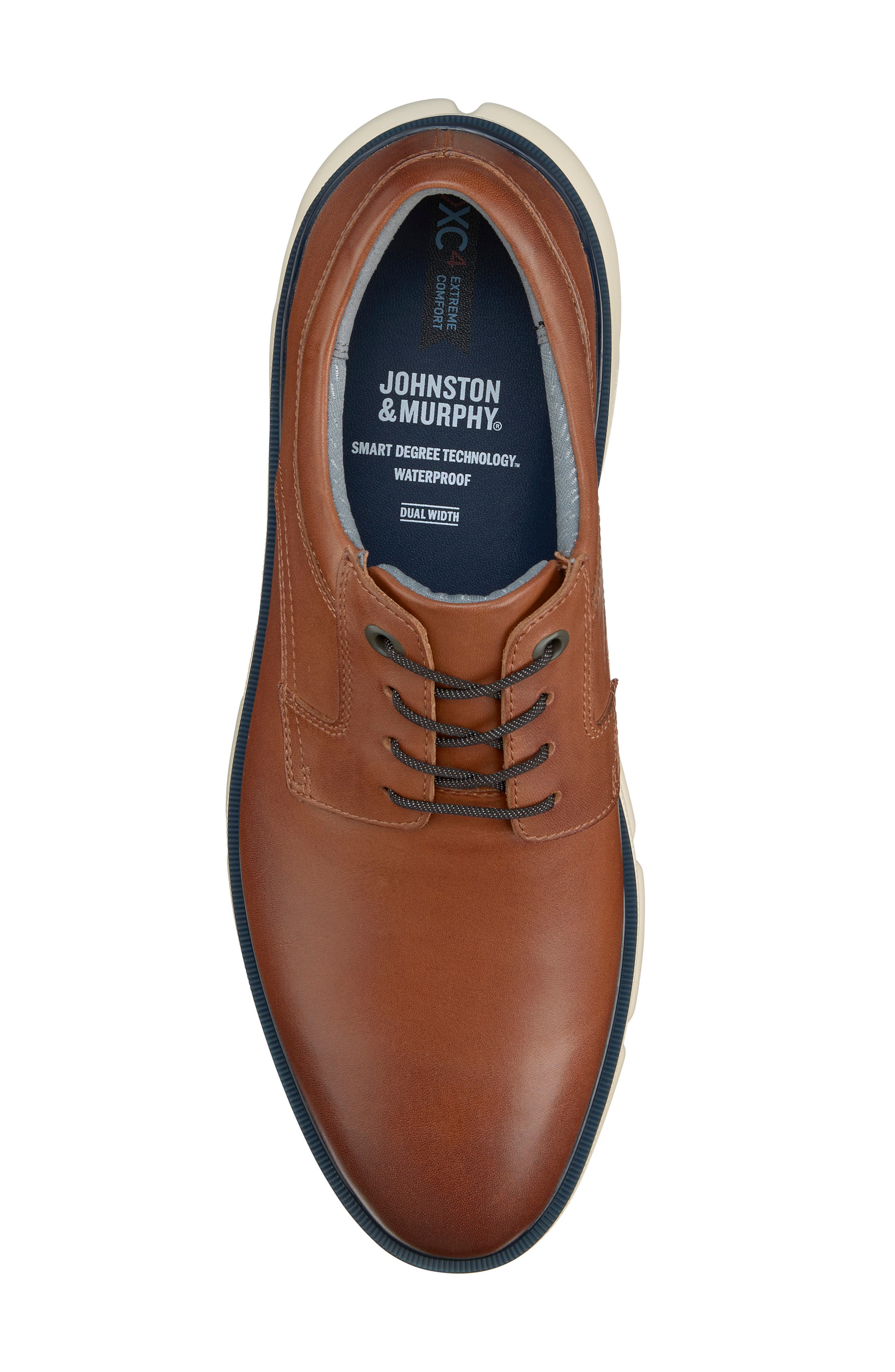 Johnston & Murphy Tanner Waterproof Plain Toe Derby, Alternate, color, Tan Waterproof Leather